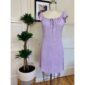 Vintage Babydoll Purple Floral Mini Dress